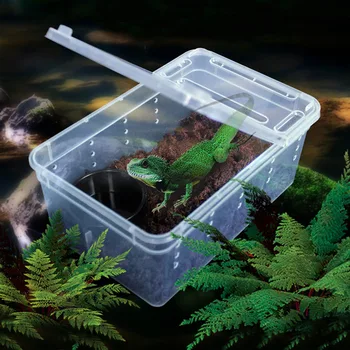 Кутия за хранене на влечуги, змии, контейнер за развъждане на гущери, местообитание Тарантула, Преносими пластмасови къщички за домашни любимци за паяк
