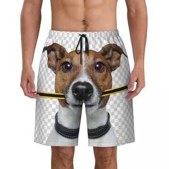 Куче, Джак-Ръсел-Териер с молив Мъжки Бански и Бански костюми бързо съхнещи Плажни Шорти за плуване С животни Шорти за плуване