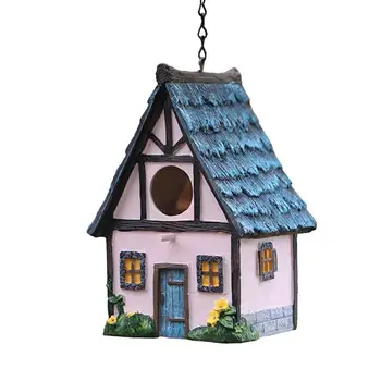 Къщичка в пасторальном стил Занаяти, изработени от смола Открит Къщичка Зимата на Топло Птиче Гнездо Подвесное Гнездо Украса на Градината
