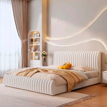 Легло Модерна минималистичная молочноБархатнокремовая Начало стая 1,8 м, с двойно легло в стилеинтернетзнаменитостей за Еднократна употреба