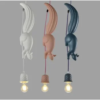 Лесен и творчески окачен лампа за ресторант, декорация на заведението, лампа за животни от смола, Детска стая, Протеин, малко окачен лампа