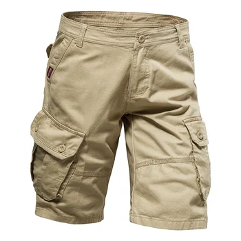 Летни ежедневни панталони, мъжки нови обикновена шорти-карго голям размер с много джобове, свободни спортни работни панталони, Трендови удобни къси