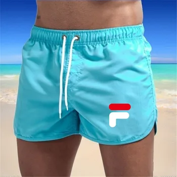 Летни мъжки плажни шорти, стегнати къси панталони-бермуди, модерни и неофициални, бързо съхнещи, за фитнес зали, фитнес, удобни и освежаващи