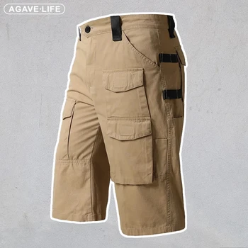 Летни Мъжки Преки Свободни шорти-карго, бързо съхнещи тактически къси панталони, водоустойчив къси панталони с много джобове, мъжки връхни дрехи