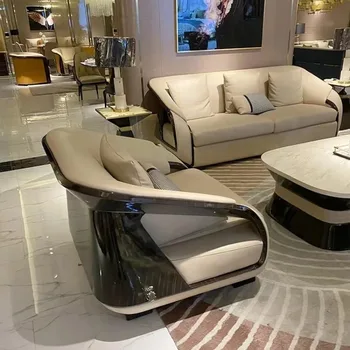 луксозен кожен италиански диван-комплект мебели за дома диван за хол