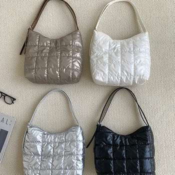 Луксозен стеганая памучен чанта-тоут, дамски зимни Корейски ежедневни чанти през рамо, за да крайградски пазаруване, чанти голям капацитет, прости реколта чанти Bolsa