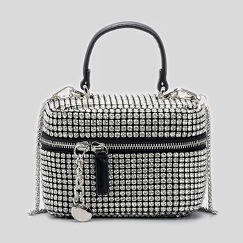 Луксозни чанти през рамо с блестящи кристали, диаманти, Мини-дамски чанти и Дизайнерски вериги, Женски Малки вечерни портфейли 2022 година.