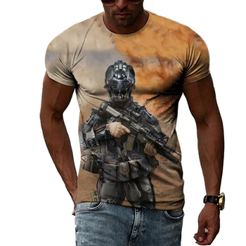 Лятна мода мъжка тениска с 3D печат, Персонални камуфляжный быстросохнущий топ с къс ръкав и кръгло деколте в младежкия тенденция