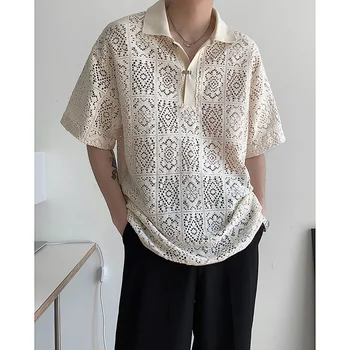Лятна Риза с къс ръкав, Мъжки Модни Социална Мъжка Риза, Корейски Свободни Ежедневни Ризи От Ледената Коприна, Мъжки Отворена Риза M-2XL