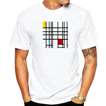 Лятна тениска с принтом Piet Cornelies Mondrian, памучен мъжки t-shirt, нова дамски модни тениска