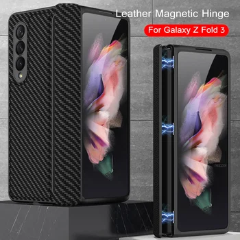 Магнитен калъф FLOVEME С Линия За Samsung Galaxy Z Fold 3 5G 360 ° Защитен калъф с Линия Пластмасов Твърд Калъф за телефон Z Fold3
