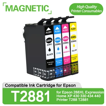 Магнитни T2881 T2882 T2883 T2884 Съвместими касети с мастило за Epson 288XL Expression Home XP 430 330 434 440 Принтер T288 T2881