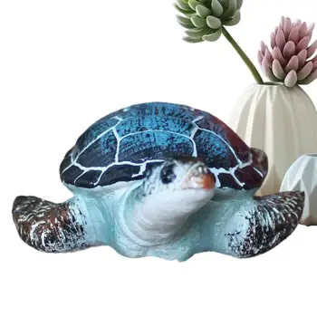 Малката фигурка на морска костенурка от смола, Градинска статуя на Костенурка, Градински пейзаж, украса за аквариум, хол, Градинска саксия