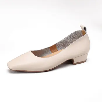 Марка ORCHA ЛИСА, дамски обувки-лодка от естествена кожа с квадратни пръсти, без закопчалка, Ежедневни офис дамски обувки, Елегантна Мека