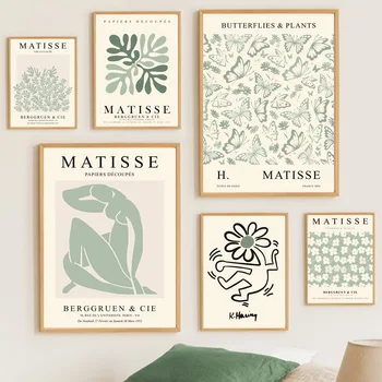 Матис, абстрактни зелени листа, стенно изкуство, живопис върху платно, постери на скандинавскую тема и щампи, стенни картини за всекидневна, декориране на дома