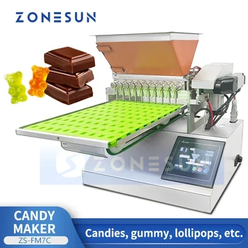 Машина за нанасяне на шоколад ZONESUN за топене и темперирования мармеладных бонбони с формовочным пълнеж от карамел и ганаша ZS-FM7C