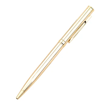 Метална химикалка дръжка Въртяща се химикалка дръжка от неръждаема стомана за училището офис Ярка точка на писане 1.0 mm (златно)
