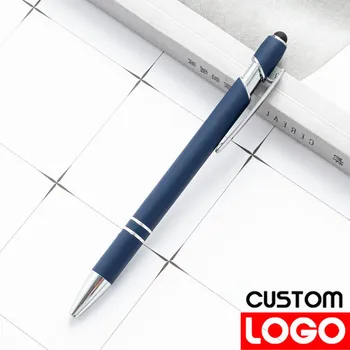 метална химикалка писалка 100шт, да се занимават със сензорен екран, офис училищна писалка за писане, выгравированное име, Индивидуална писалка с логото на лазерна основа