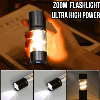 Мини led ярък и колоритен Джобно фенерче и многофункционално външно осветление USB зареждане с лампа за къмпинг