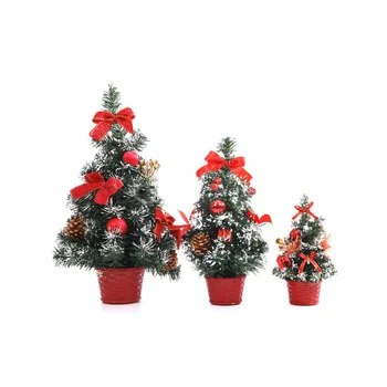 Мини-настолна Дърво за дома, Коледа едно Малко бижу за работната маса, Украса за парти, Семейно, червено