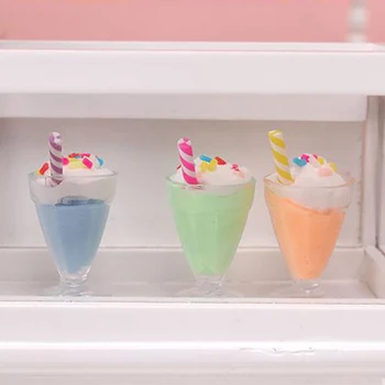 Миниатюрен куклена къща 1:12, модел чашки за сладолед, Аксесоари за хранене, за да куклена къща декор, играчки за ролеви игри, случаен цвят