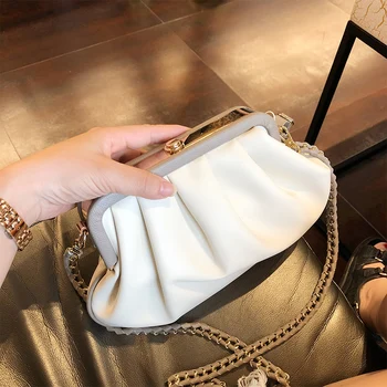 Модерен дамски малка чанта от изкуствена кожа, реколта чанта cloud brief, дамски модни и ежедневни чанти-месинджър през рамо, чанта-клипса