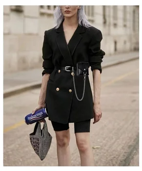 Модерен женски колан-верига от естествена кожа, Ветрозащитный колан с колан чанта, Преносимо Метално украшение, Луксозен дизайнерски колан