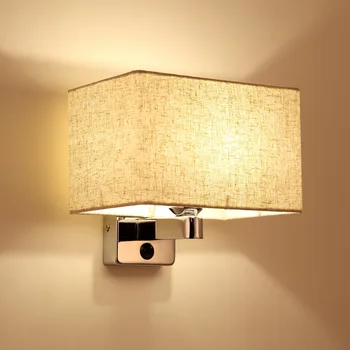 Модерен стенен лампа Текстилен лампа Стенни аплици за прикроватной нощни шкафчета в хотелската спалня Хол Украса на дома Лампи за помещения