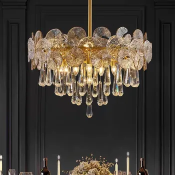 Модерна луксозна кристален полилей, Постмодернистские Стъклени висящи лампи, Креативна лампа за дневна, Трапезария, Спалня, Луксозни лампи