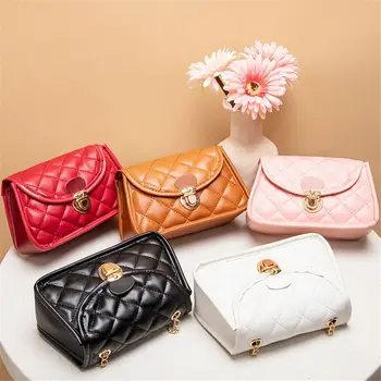 Модерна чанта през рамо с веригата, женски квадратна чанта с мини-капак, дамски чанти-незабавни посланици от изкуствена кожа, малки чанти през рамо, женски чантата си за телефон