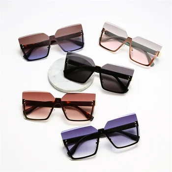 Модерни дамски слънчеви очила Oversize с метална квадратна рамки, vintage слънчеви очила, мъжки слънчеви очила с ретро-наклон, очила с UV400