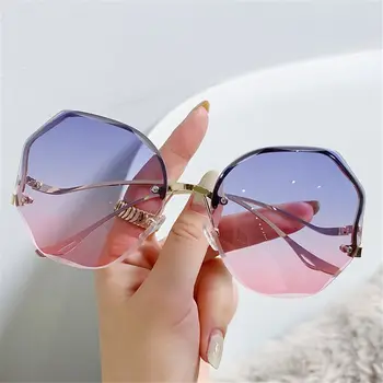 Модни Метални Извити лък тел UV400 2021 Слънчеви очила Ocean Lens, Градиентные слънчеви очила, Vintage слънчеви очила без рамки