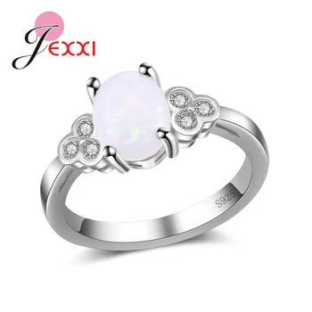 Модно Геометрично пръстен с игла от сребро 925 проба с овални опалом AAA За жени и момичета, вечерни Украса за годеж