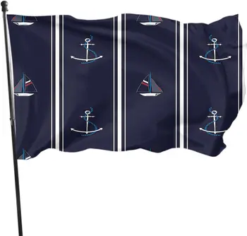 Морски Флаг Морски Котви Океанските Лодки Корабельный Въже в Тъмно-Синята Ивица на Външните Знамена Големи добре дошли Банери В Двора на Декора на Дома на Тревата