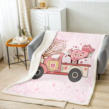 Мультяшное покривка за камион, Розово покривало за легло под формата на дърво, във формата на сърца за влюбени