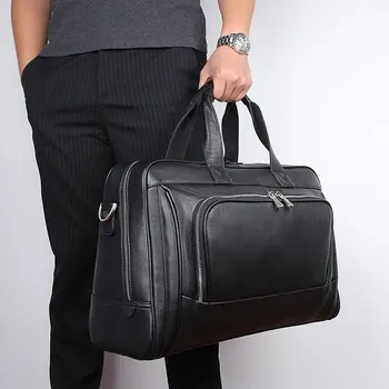 Мъжка чанта от естествена кожа, голяма бизнес чанта за мъже, офис чанта за лаптоп, мъжки портфейл от естествена кожа