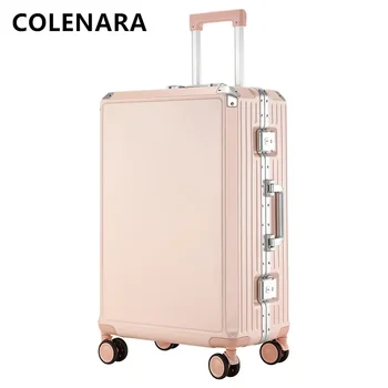Мъжки куфар COLENARA с алуминиева рамка, количката, 20-инчов женски посадъчен кутия, универсален багаж с парола количка на колела
