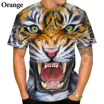 Мъжки летни модни тениски с 3D-принтом тигър, индивидуалност, готина тениска с графичен принтом, блузи с къс ръкав