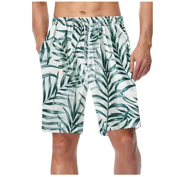 Мъжки летни хавайски шорти за плуване, ежедневни, плажни шорти за плуване дантела, бързо съхнещи бански, бански костюми, Хавайски бански костюми, мъжки