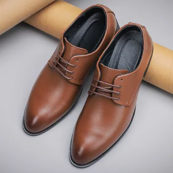 Мъжки обувки в британския стил, удобен за бизнес обувки, мъжки нова ежедневни кожени обувки, мъжки модел обувки, официални кожени обувки голям размер 48