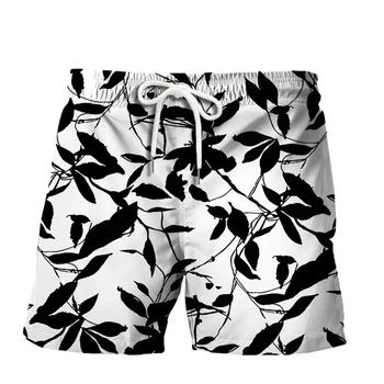 Мъжки плажни шорти, къси панталони за плуване, летни шорти, плажни шорти с 3D принтом, дишащи бързо съхнещи шорти с цветен модел