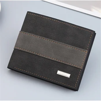Мъжки портфейл с джоб за монети, ретро тънък портфейл, портмоне от изкуствена кожа в стил мозайка, луксозен мъжки бизнес портфейл, държач за кредитни ID-карти