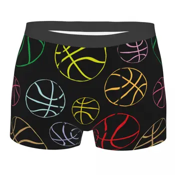 Мъжки светъл бельо за баскетболисти Баскетболни топки Забавни Боксови шорти, Колан, Мъжки гащи от полиестер
