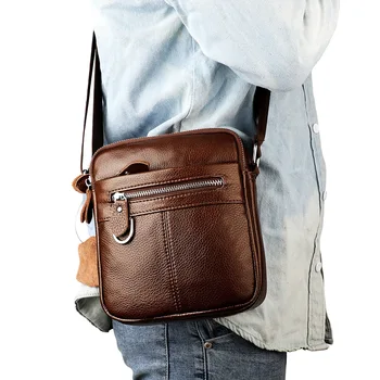 Мъжки чанти от естествена кожа, ежедневна чанта през рамо от телешка кожа, мъжки бизнес модерна чанта през рамо