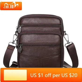 Мъжки чанти през рамо от естествена кожа, с висококачествена чанта-тоут, модерна чанта бизнес лице, кожени чанти, поясная чанта