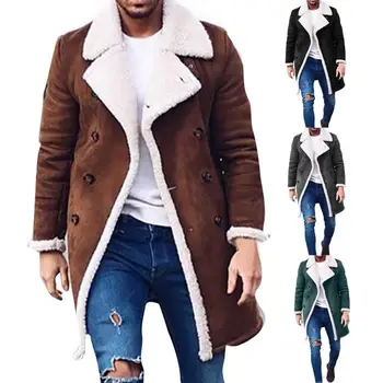 Мъжко палто, плюшен зимно яке контрастни цветове, износостойкое зимно палто, модерно мъжко яке с подгряване за по улици
