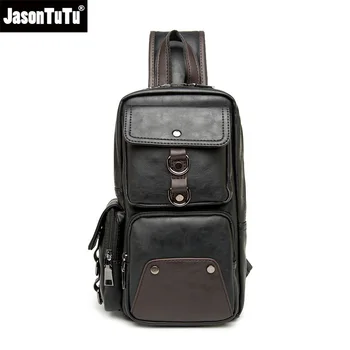 Нагрудная чанта JASONTUTU от изкуствена кожа, ежедневни мъжки поясная чанта, чанта през рамо, водоустойчив мъжки чанти