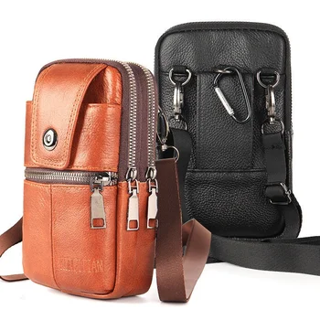Най-новият мъжки поясная чанта от естествена кожа, калъф за телефон, поясная чанта, мъжка малка чанта през рамо, чанти през рамо 2023