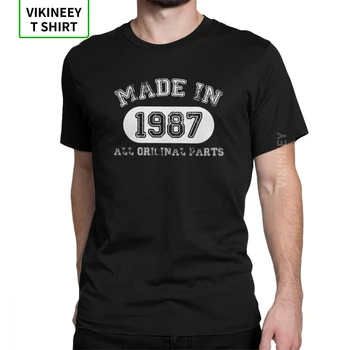 Направено през 1987 г., всички оригинални части, тениска честит рожден ден, мъжки ризи с юбилей, летни дрехи, реколта памучни тениски с кръгло деколте