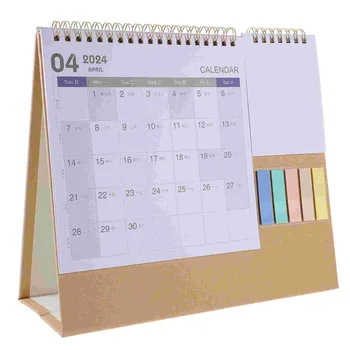 Настолен календар за 2024 г., на Месечните-малки настолни джогинг, шел бележник с панти капак, 5 цветни бележки небесносин
